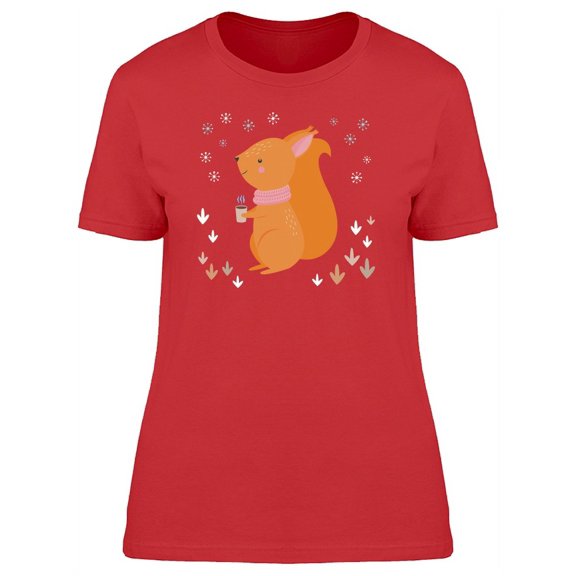 Tiny Squirrel With Coffee T-Shirt Women -Image by Shutterstock, Female Small
