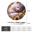 thumbnail image 2 of Yiaed Warm Sunflower Sleeping Cat Print Bone China Decorative Plate Ceramic Dinner Plates Art Crafts with Display Stand-8in, 2 of 6