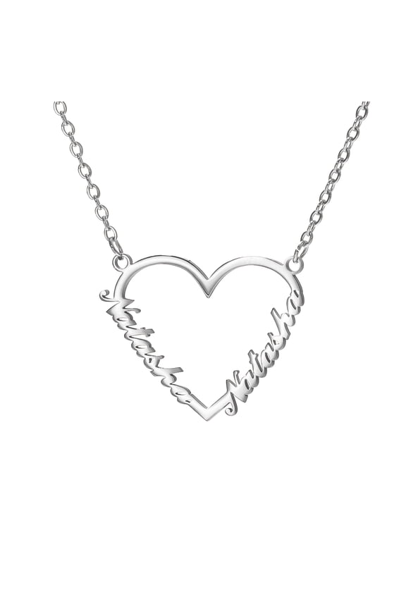 Custom Name Love Heart Pendant Personalized Name Heart Necklace for Women Valentine's Day Gift Gold/Silver/Rose Gold