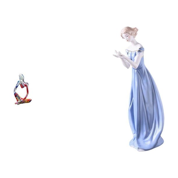 Estatua de resina,Figura ornamental de resina con estatua de un pensador sentado,Figura de escritorio,Estatua de niña linda para escritorio,adorno nórdico moderno,Figura de niña en la