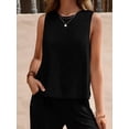 thumbnail image 4 of Women'S Summer 2 Piece Outfits Sleeveless Top Wide Leg Pants Lounge Beach Travel Sets Black XL, 4 of 9