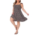 thumbnail image 4 of Vestidos midi de talla grande Agnes Orinda para mujeres con escote corazón, volantes y mangas de capucha, vestido de verano floral negro 4X, 4 of 6
