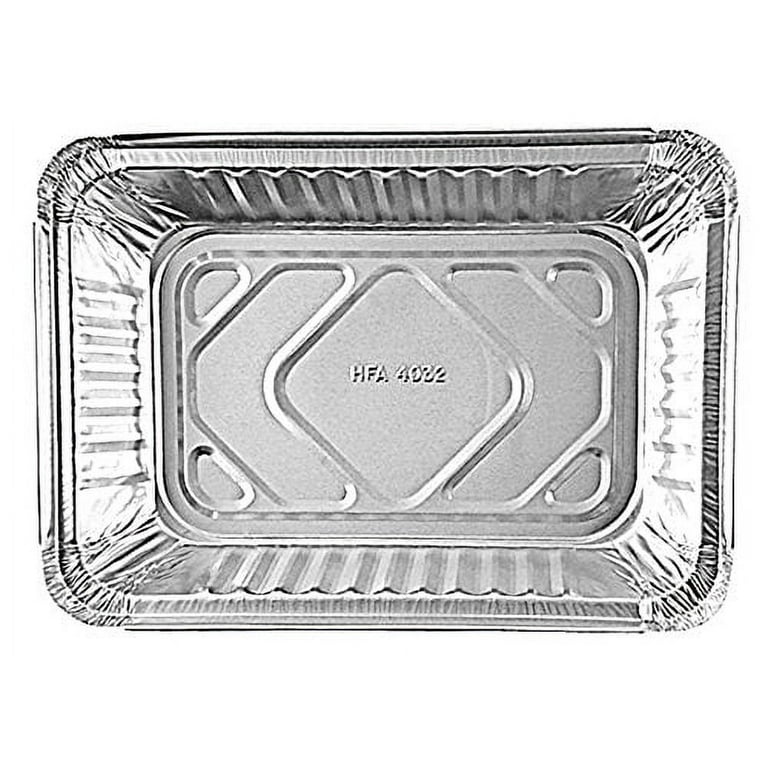 1 lb Oblong Aluminum Foil Take-Out Disposable Pan with Dome Lids 10 PACK