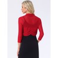 thumbnail image 4 of DARING DIVA Semi Sheer Elegant 3/4 Sleeves Blouse XL Red, 4 of 6