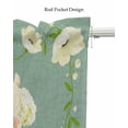 thumbnail image 5 of Easter Floral Rabbits Linen Curtain Valance for Bedroom/Bathroom/Kitchen/Office/Living/Dining Room Windows,Romantic Vintage Botanica Leaf Green Pocket Topper Drapes Decorative Cafe Drapery 54x18, 5 of 6