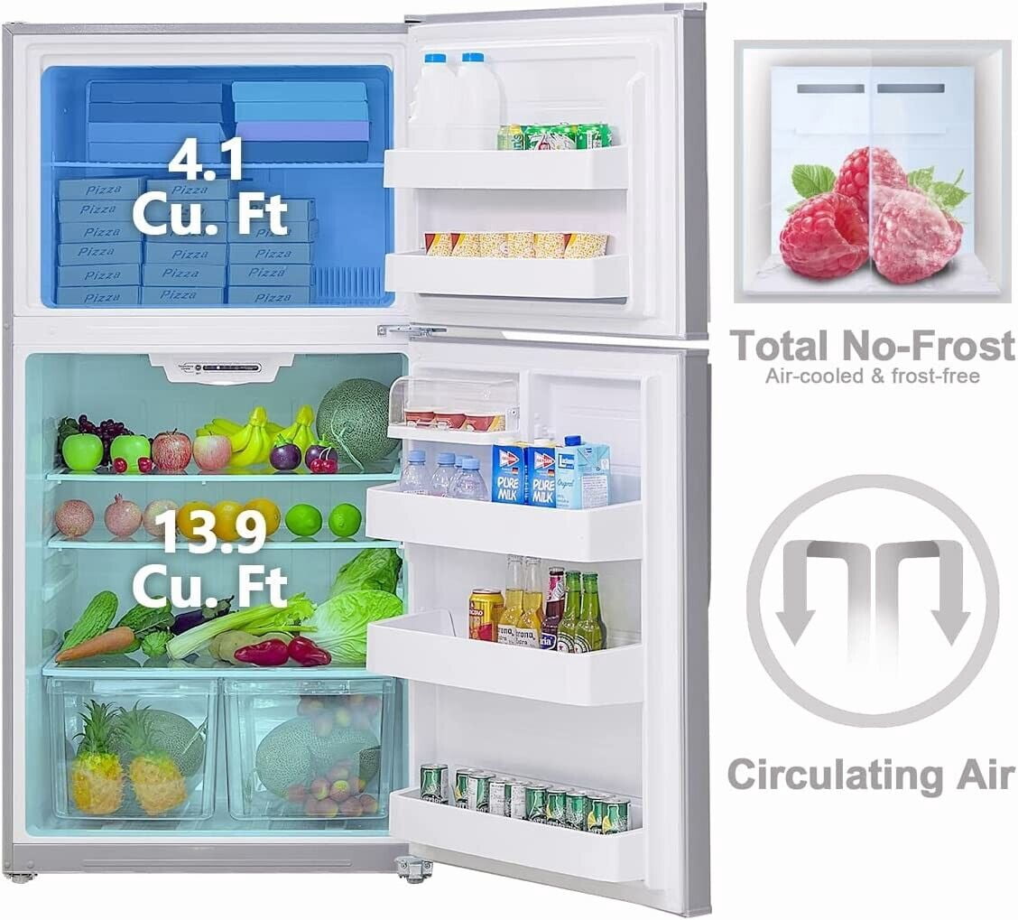 Smad 30 in Freestanding Top Freezer Refrigerator 18.3 Cu ft Stainless Steel 2 Door