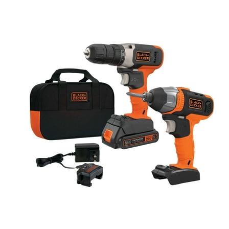 BLACK DECKER 20V MAX* Drill Impact 2 Kit, (BD2KITCDIBC)