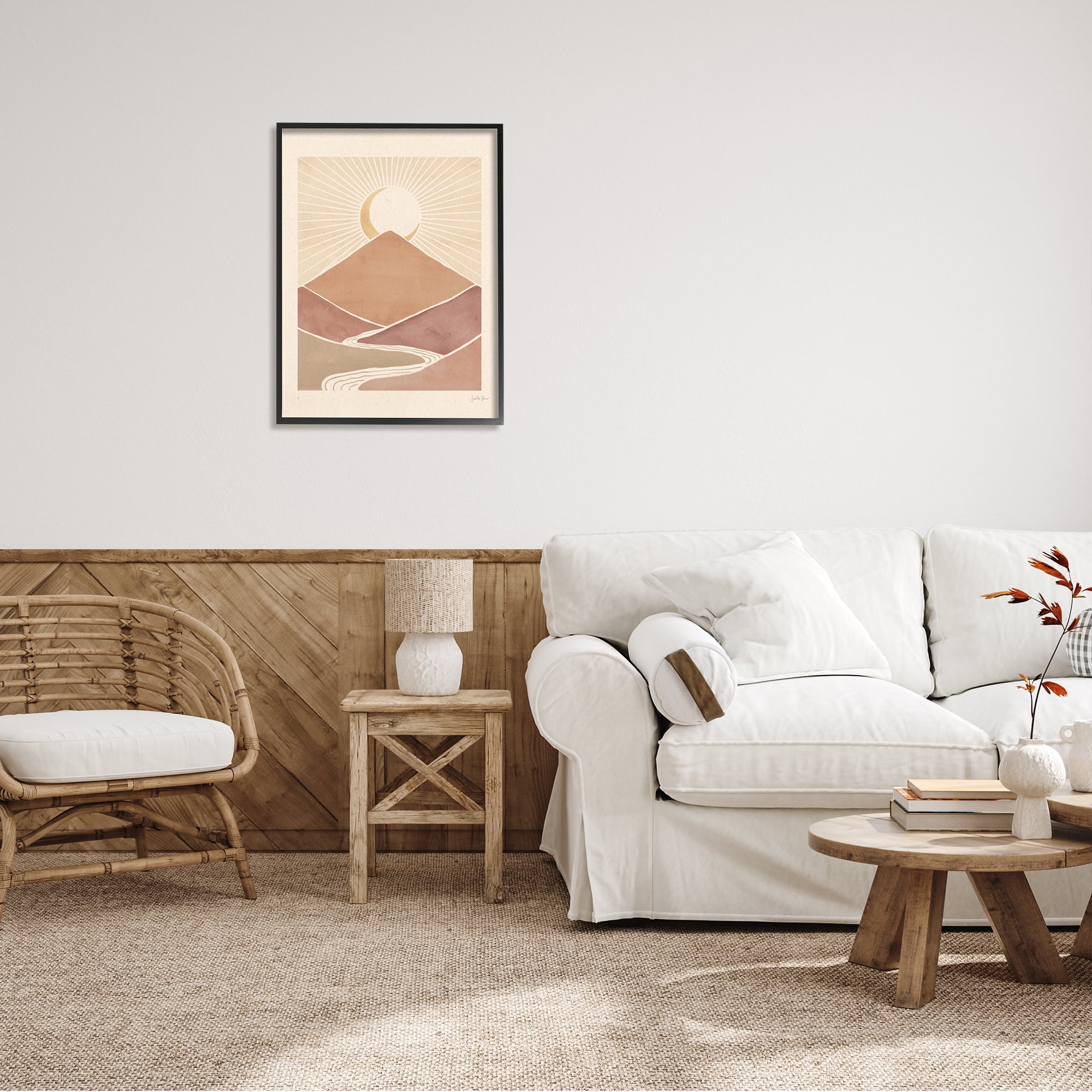 Stupell Industries Boho Desert Crescent Moon Vintage Mountain River Landscape, 24 x 30,Design by Janelle Penner