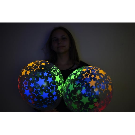 DirectGlow 25ct Clear Latex 11 inch UV Blacklight Reactive Neon Star Glow Party Decoration Balloons