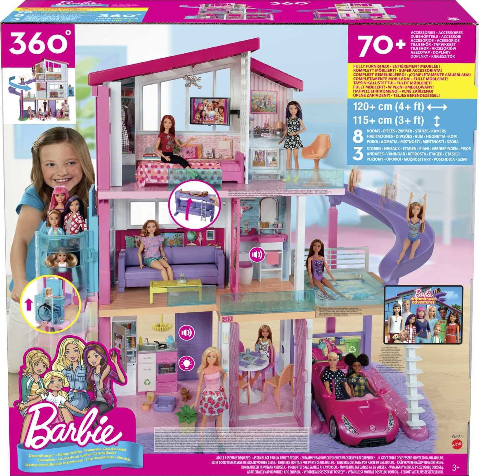 Barbie DreamHouse Dollhouse with 70+ Accessories, Working Elevator, Lights  & Sounds