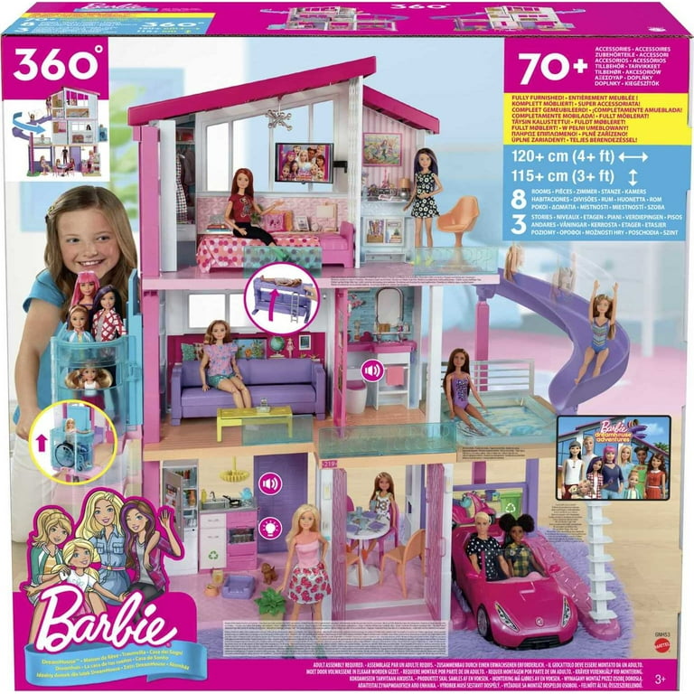 Barbie Dreamhouse Day & Night 3-Storeyhouse Toy With Accessories  Multicolor