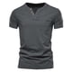 thumbnail image 1 of pstuiky camisetas de hombre, Camiseta de cuello en V con botones y bolsillo versátil de color liso para hombre ropa de hombre s, 1 of 2