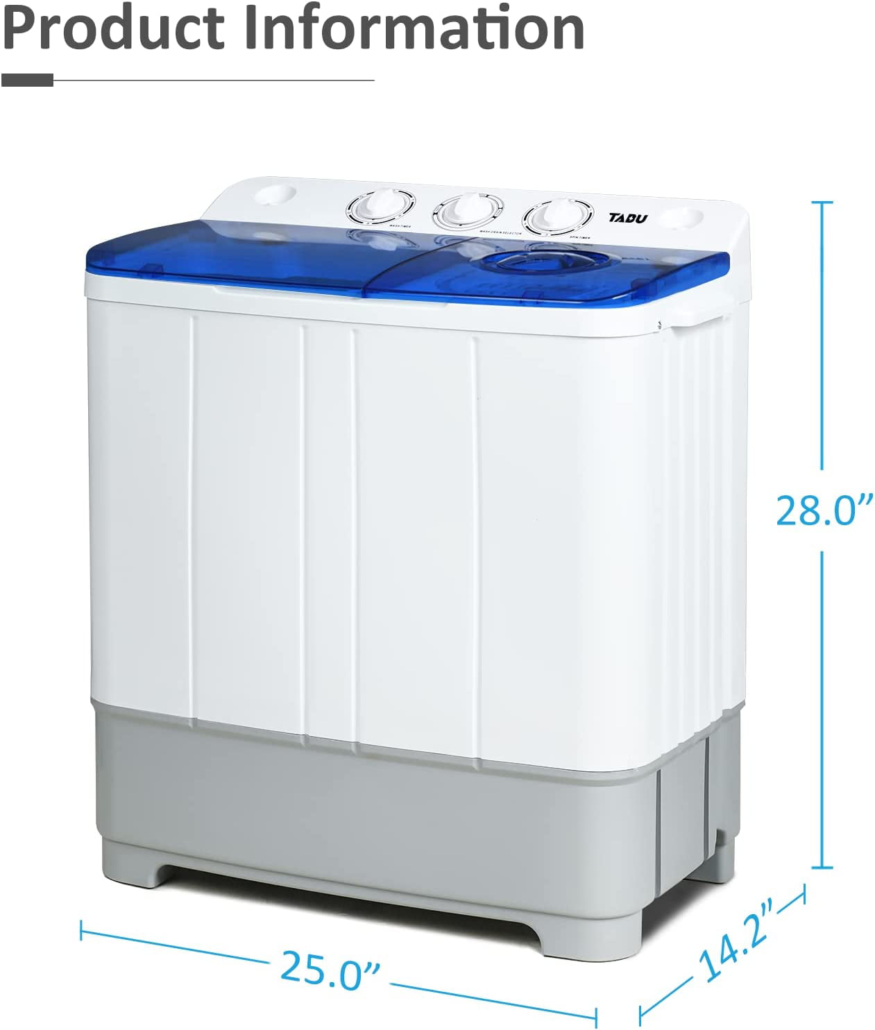 TABU Lavadora portátil, mini lavadora, combo compacto de 16.5 libras de  lavado - Washing Machines
