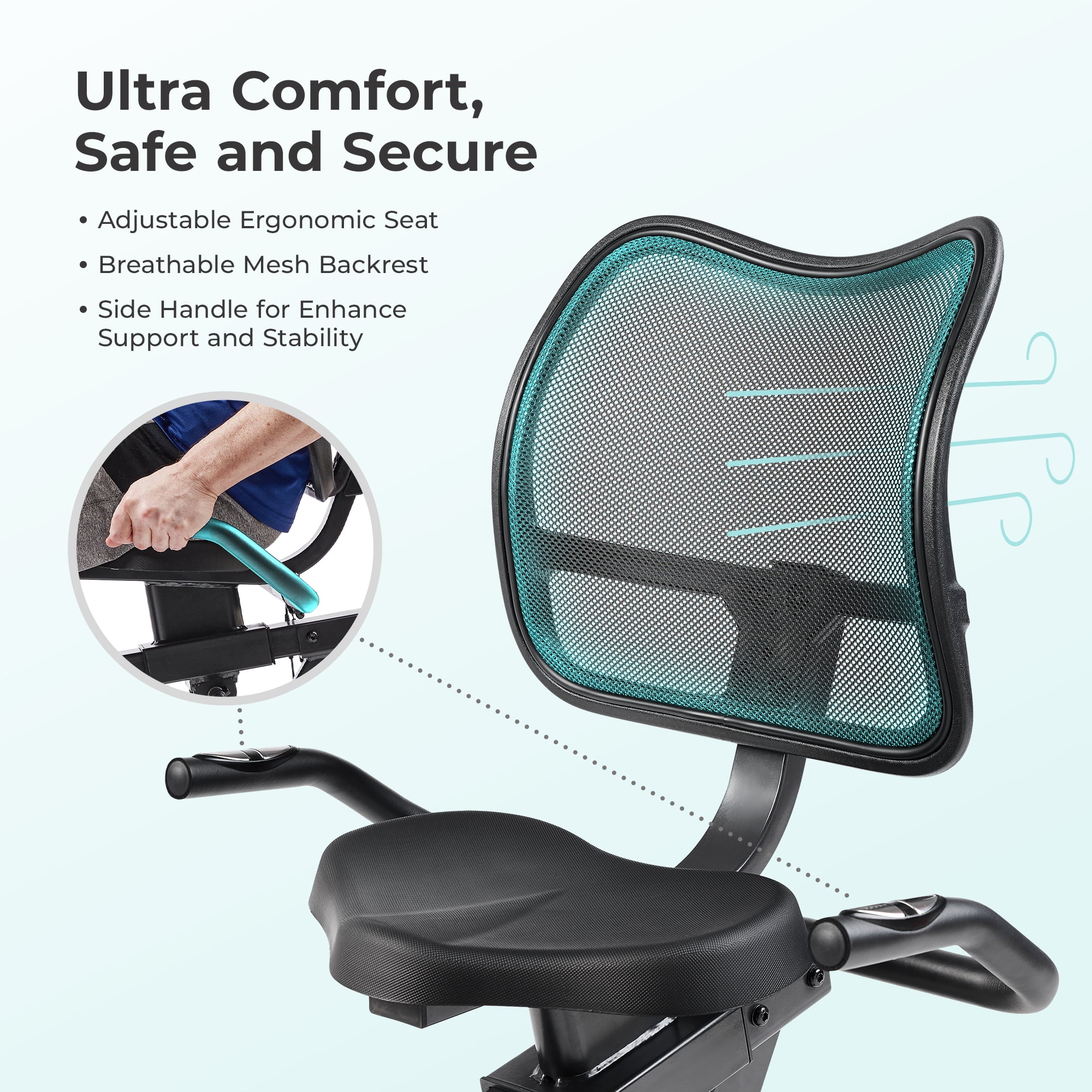 Sunny Health & Fitness Indoor Recumbent Cycling Bike w 350LB Capacity, Non-Crank Design, Cushion Seat for Senior or Rehab w Smart Bluetooth & FREE SunnyFit® App - SF-RB424002
