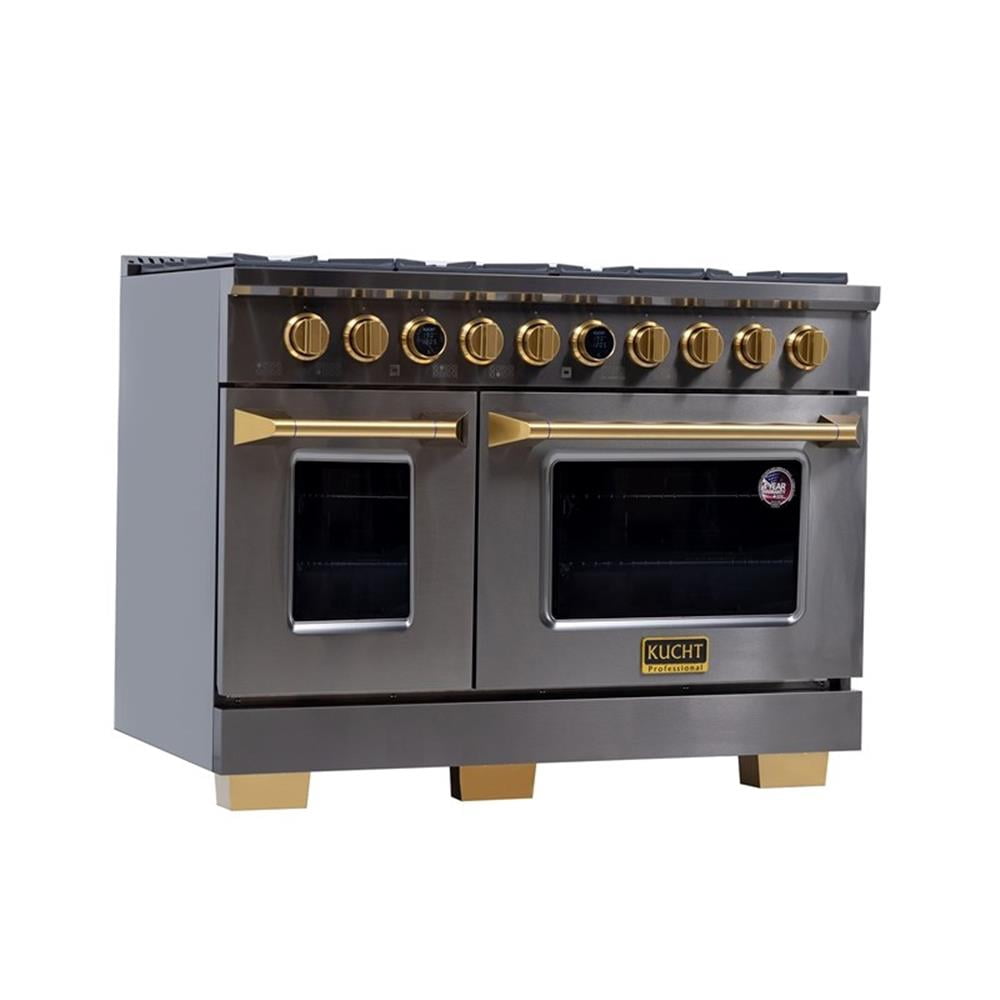 Pemberly Row 48" 8 Burners Dual Fuel Range for Natural Gas in Titanium Steel