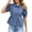 Blue, variant on Women's Summer Short Sleeve Denim Style Blouse – Casual Turndown Collar Button Peplum Top with Puff Sleeves