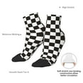 thumbnail image 6 of Rateoe Black and White Checkerboard Pattern Quarter Crew Socks,Toe Seamed Ankle Socks,Cotton Cushioned Breathable Athletic Crew Sports Socks, 6 of 7