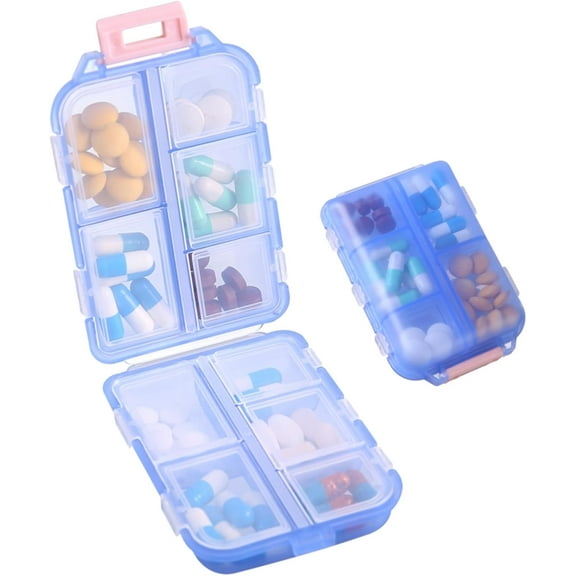 1Pack Travel Pill Organizer - 10 Compartments Pill Case, Compact and Portable Pill Box, Perfect for On-The-Go Storage, Pill Holder for Purse