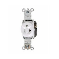 Pass and Seymour 5361-W White Heavy Duty Spec Grade Single Receptacle Outlet 20A 125V