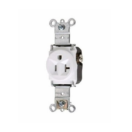 Pass and Seymour 5361-W White Heavy Duty Spec Grade Single Receptacle Outlet 20A 125V