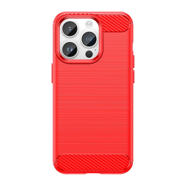 Thick Armor Shockproof Case For iphone 16 15 14 13 12 11 Pro Max X XR Xs Max 6 7 8 Plus 15 Plus Carbon Fiber Silicone Soft Cover Red For iphone 11 ProMax