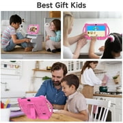 Kids Tablets 7 inch, Android 12 Tablet for Kids, 4GB RAM 32GB ROM, 512GB Expandable, with Parental Control, Google Certified Toddler Tablet, WiFi, Bluetooth, Dual Camera with Silicone Case,Pink