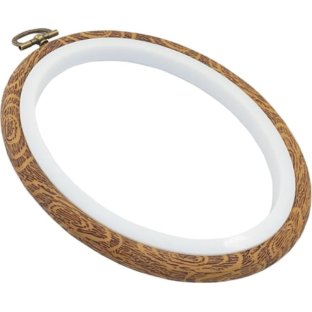 5Pcs Oval Embroidery Hoops 4.3 x5.3 Faux Wood Decorative Cross Stitch Hoop for Christmas Ornaments Art Craft Sewing