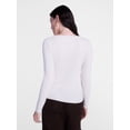 thumbnail image 4 of Scenario Women's and Women's Plus Ribbed Crewneck Cardigan Sweater, Lightweight, Sizes XS-4X, 4 of 6