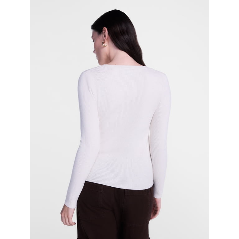 Scenario Women's Ribbed Crewneck Cardigan Sweater photo 4