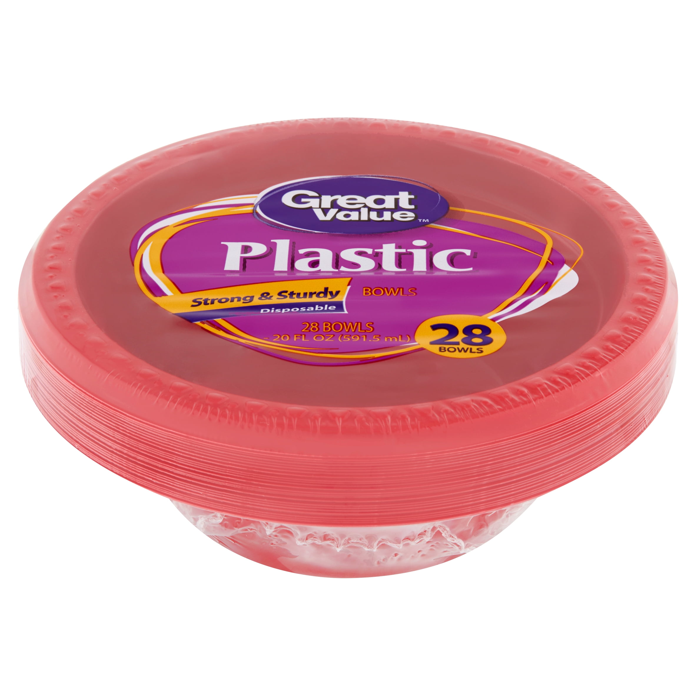 Great Value Plastic Bowls, 20 oz, 28 Count