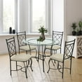 thumbnail image 3 of Pemberly Row Transitional Glass Top Metal 5 Piece Dinette in Black, 3 of 9