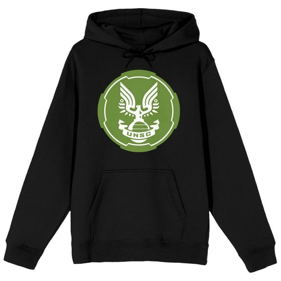 Halo Infinite UNSC Emblem Long Sleeve Men's Black Hooded Sweatshirt-XL