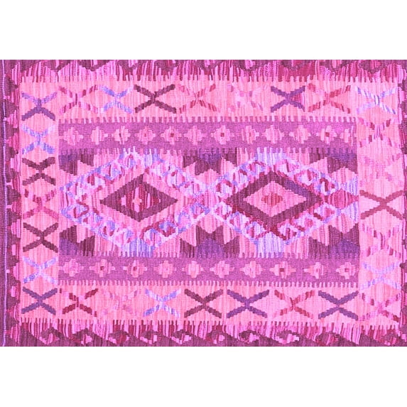 Ahgly Company Indoor Rectangle Abstract Purple Contemporary Area Rugs, 2' x 5'