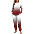 thumbnail image 4 of Wensltd Long Sleeve Top and Pants Set for Women Winter Warm Plush Sleepwear Soft Comfy Fleece Pajama Set 2 Piece, 4 of 7