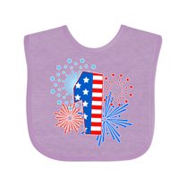 Inktastic First Birthday- Fourth of July Fireworks Boys or Girls Baby Bib