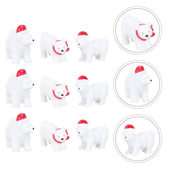 RENACLIPY White Resin Bear Christmas Decorations Set, 9 Pieces Holiday Desktop Decor for Home and Office