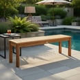 thumbnail image 4 of Hommoo 52" Teak-Colored Solid Acacia Wood Outdoor Dining Bench, Weather-Resistant, Patio Bench for Backyard, Garden & Patio, Natural, 4 of 7