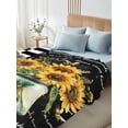 thumbnail image 4 of Sunflower California King Size Flat Sheet, Wrinkleproof & Fadeproof Cooling Flat Bed Sheet Only, Black White Check Farmhouse Bee Vase Floral Breathable Soft Bedding Top Sheets 108 x 98 Inches, 4 of 8