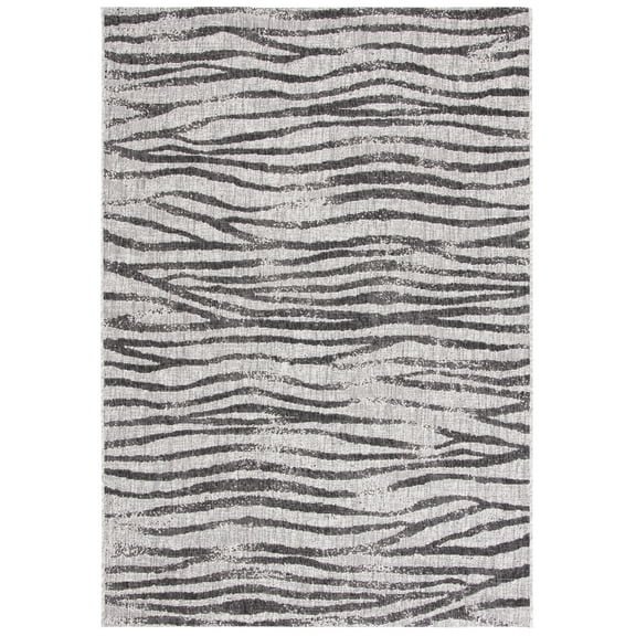 SAFAVIEH Courtyard Thomasina Animal Indoor/Outdoor Area Rug, Grey/Black, 5'3" x 7'7"