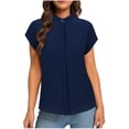 thumbnail image 1 of SwiftWear Women's Standing neck Scrub Blouse - Relaxed Fit Outdoor Short Sleeve Top with Rounded Hem & Breathable Design, 1 of 5