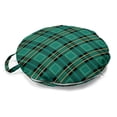 thumbnail image 1 of Celtic Green Round Floor Cushion with Handle, Classical Tartan Diagonal Lines Arrangement Plaid Print, Decorative Pillow for Living Room & Dorms, 18" Round, Teal Pastel Yellow, by Ambesonne, 1 of 4