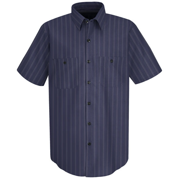 Red Kap - Red Kap® Men's Short Sleeve Industrial Stripe Work Shirt - Walmart.com - Walmart.com