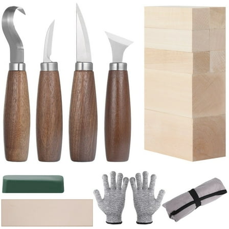 16Pcs Wood Whittling Kit, DIY Wood Carving Tools for Beginners, Wood Whittling Knife Set with Gloves& Polishing Wax