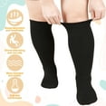 thumbnail image 3 of Hengguang 6 Pairs Plus Size Compression Socks for Women Men, Extra Wide Calf 20-30 mmHg 14.8 Inches, Solid Black Swelling Comfort Socks, 3 of 8