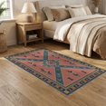 thumbnail image 2 of ODIKA 5'x7' Pink Blue Geometric Floral Design Washable Area Rug Intricate Motif for Dining Room, Under Table, Home Office, Non-Slip Chair-Friendly, 2 of 7