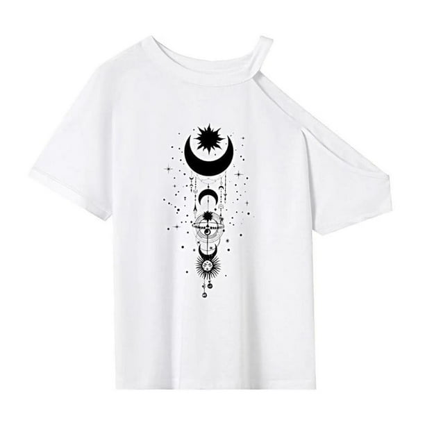 Camiseta para mujer, tops de verano, trajes ligeros, camiseta con cuello redondo para ir de compras, trabajar. SG