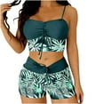 thumbnail image 2 of EchfiProm Bathing Suits for Women Tankini Two Piece Swimwear Green Colorblock Ladies Swimsuits Vacation, 2 of 9