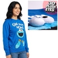 thumbnail image 2 of Sesame Street Cookie Monster Om Nom Nom Women's Blue Crew Neck Long Sleeve Sweatshirt -Large, 2 of 5