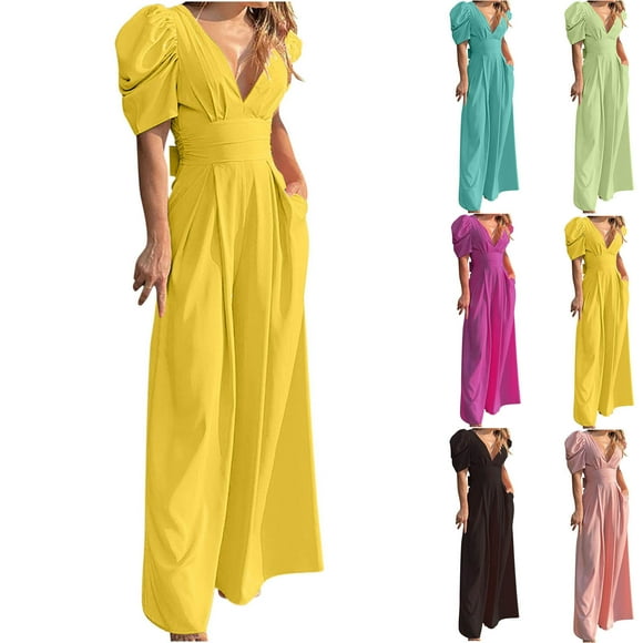 Sentmoon Boho Romper Jumpers for Women Casual Solid Color Loose Fit Womens Jumpsuits Dressy Summer for Going out and Concert