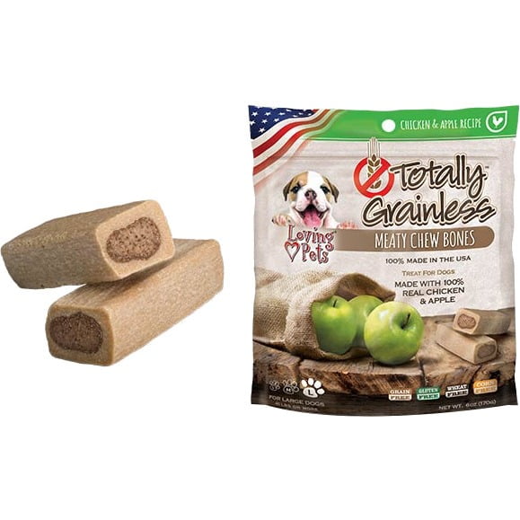 Loving Pets Totally Grainless Chicken and Apple Chew Bones for Medium Sized dogs, 6oz Walmart